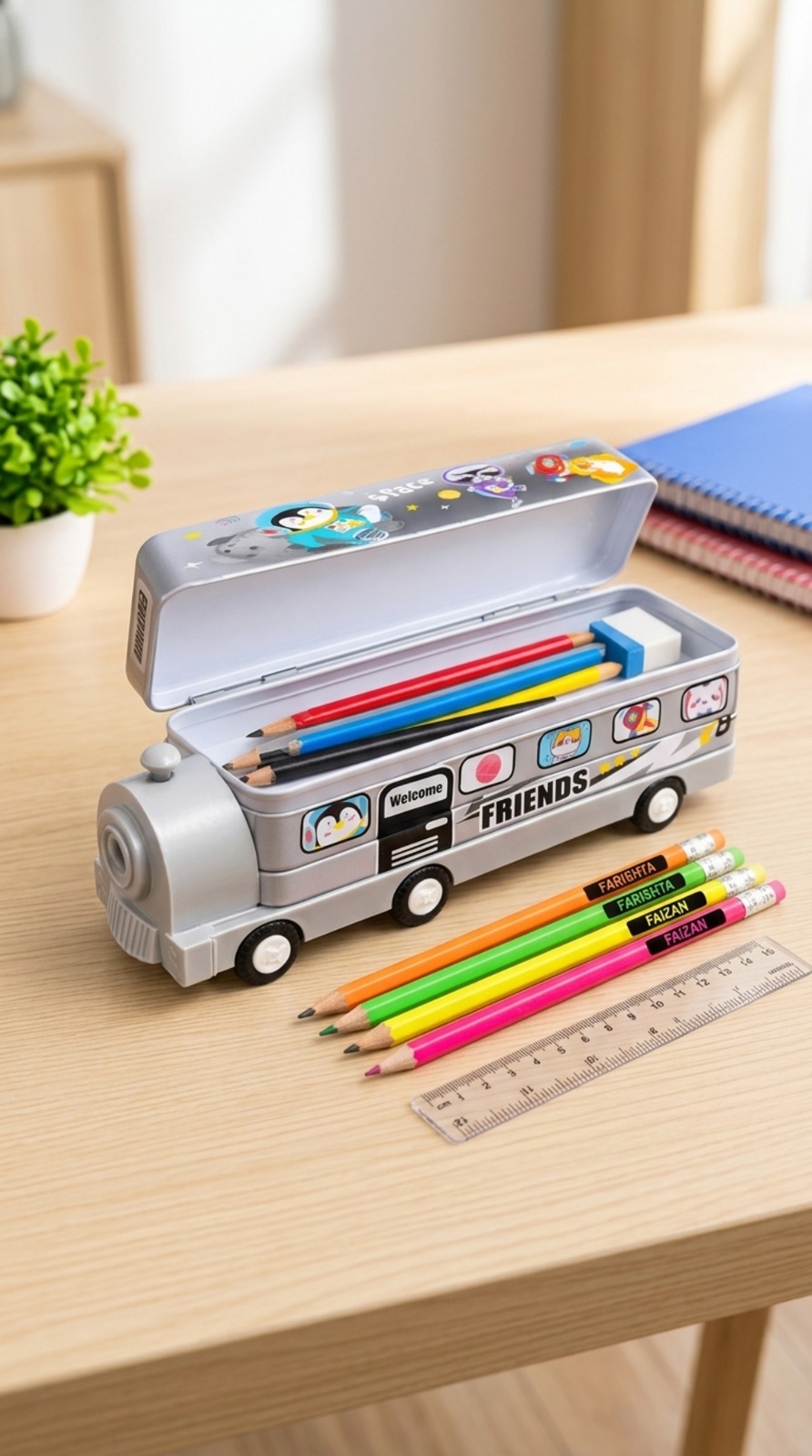Custom Name Train Pencil Box Combo Set for Kids - Image 8
