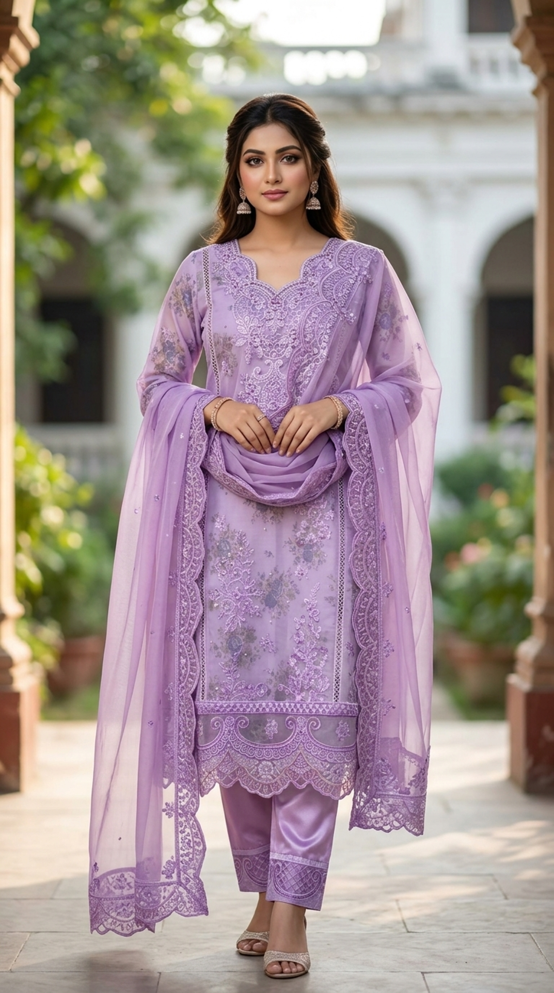 Women's Premium Lavender Embroidered 3-Piece Suit - Image 5